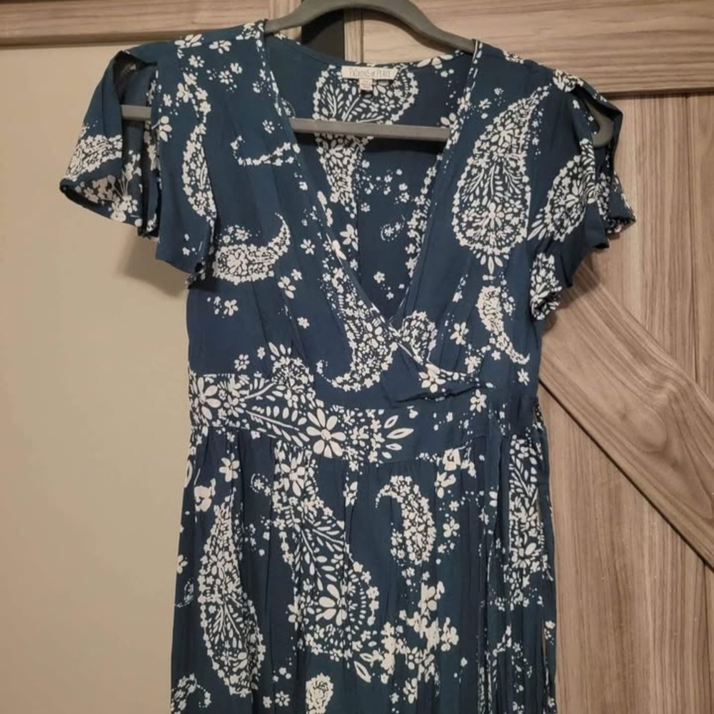 Blue and White Paisley Dress
